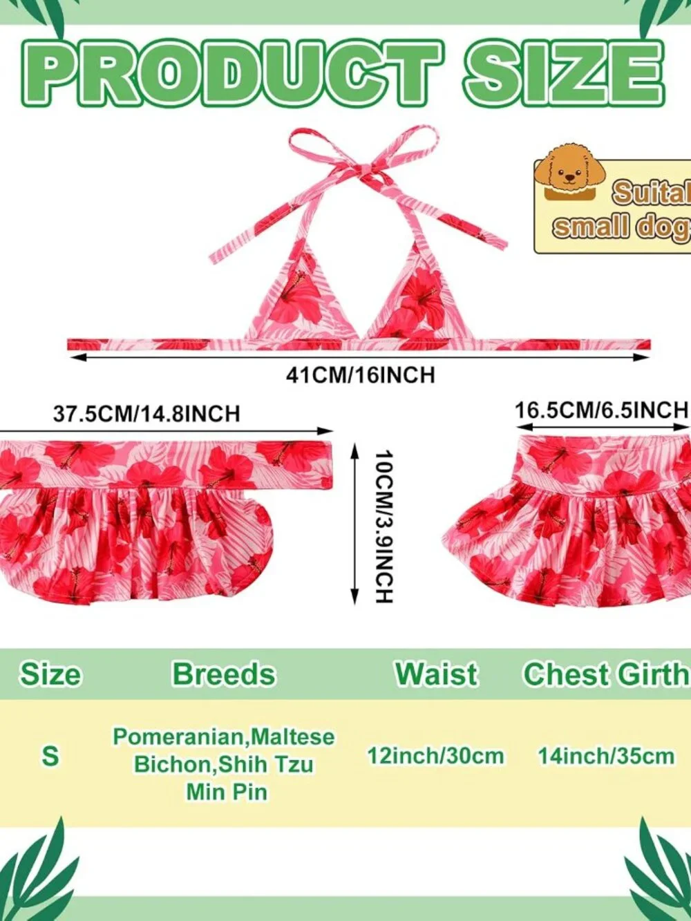 Amylove 4 Pack Small Dog Bikini Summer Bathing Suits for Puppy Doggies Swimsuit